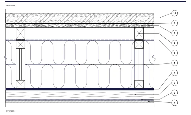 Detaliu CAD ISO-ACO-03: Acoperiș terasă pe structură de lemn
