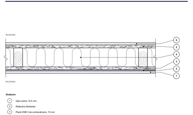 Detaliu CAD ISO-PER-06: Perete interior pe structură de lemn